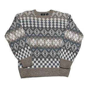 Vintage‎ Stefano Man Ramie Acrylic Patterned Multicolor Sweater Men's Large